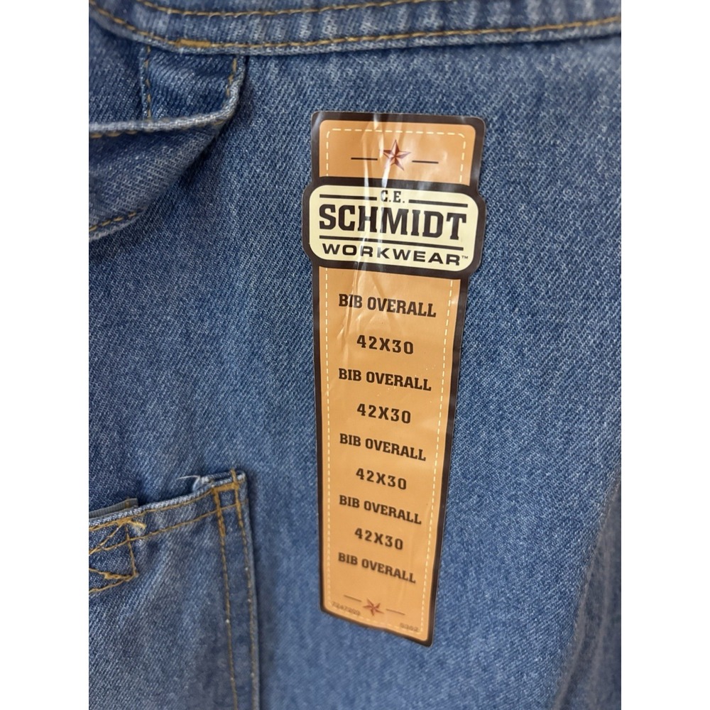 Vintage Schmidt Denim Workwear Bib Overalls Dungarees Mens 40x30 Light Blue NWT